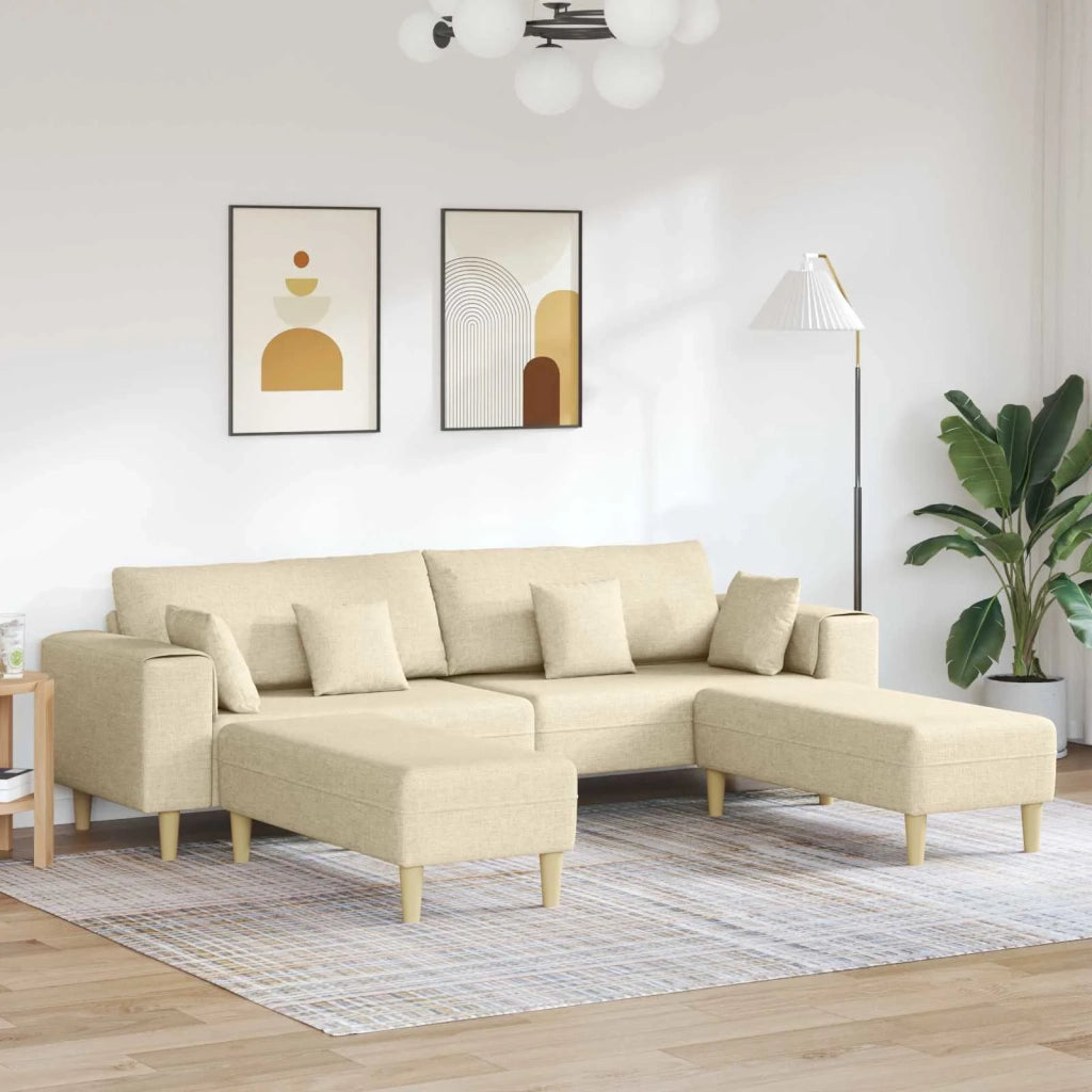 Divano con cuscino 3 pcs Crema Tessuto 3335168