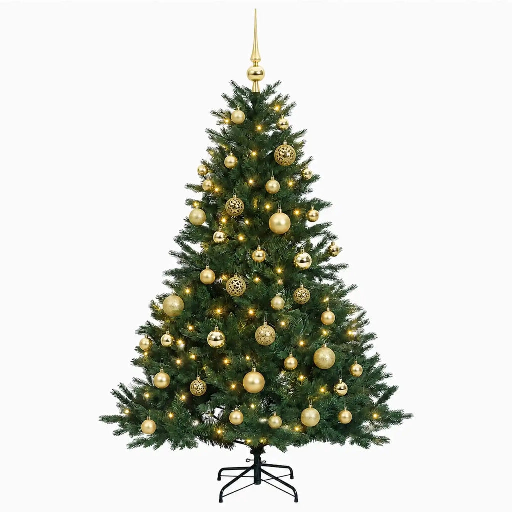 Albero di Natale artificiale con palline 120 cm 150 LED 3465655