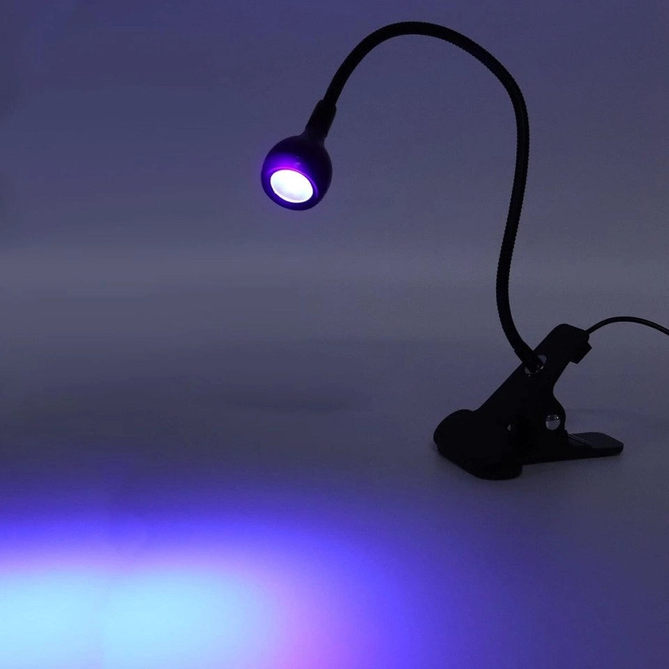 LAMPADA COLLA UV LUCE VIOLA RAGGI ULTRAVIOLETTI LED CLIP TAVOLO NAIL ART UNGHIE