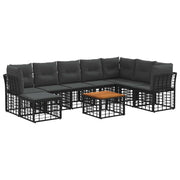 Set di divani da esterno 9 pcs Nero e Grigio scuro Poliestere