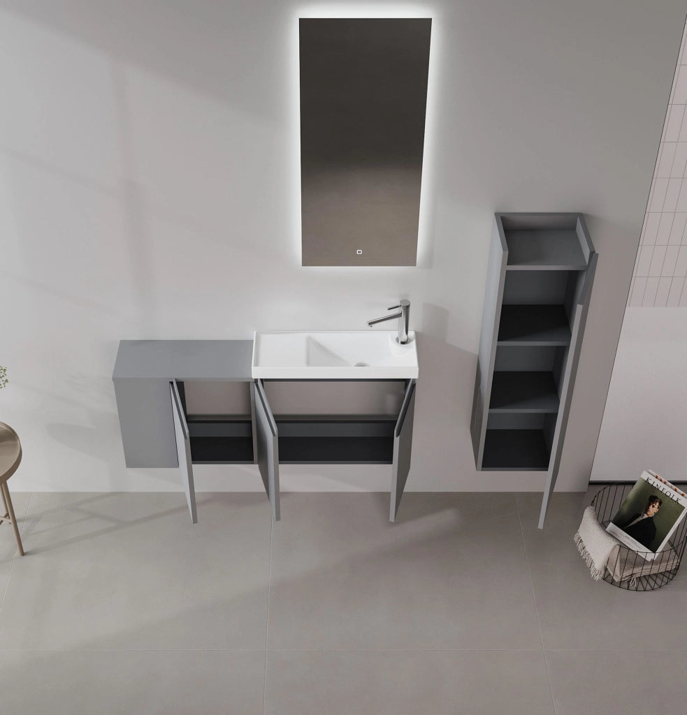 Mobile lavabo "Ferla 110" - 110 x 22 x 45 cm - Grigio opaco