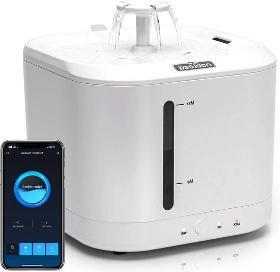 Pompa d'acqua da 25 litri con timer e controllo remoto tramite app - Fontana automatica intelligente per gatti e cani - Filtrazione a tre stadi - Bianco