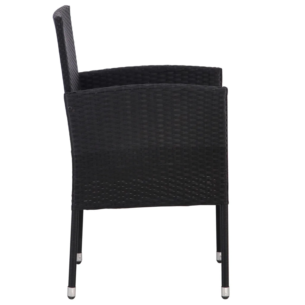 Set da Pranzo da Giardino 5 pz Nero in Polyrattan e Acciaio 3203306