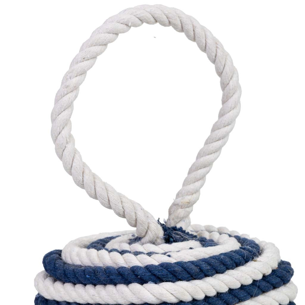 Fermaporta in cotone con motivo nautico blu, 12x12x27h cm