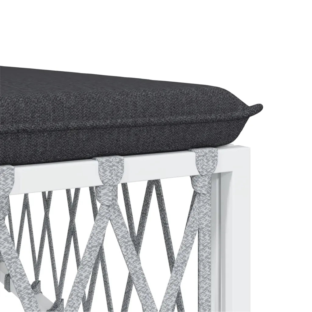 Set Salotto da Giardino 6 pz con Cuscini in Acciaio Bianco