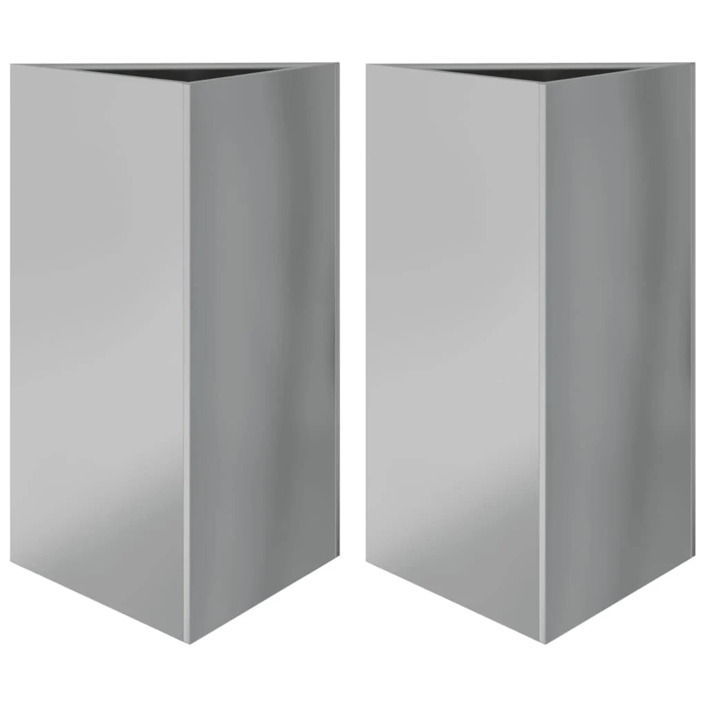 Fioriera rialzata per piante fiori giardino terrazze set da 2 triangolare 50 x 43 x 75 cm acciaio zincato argento 02_0039108