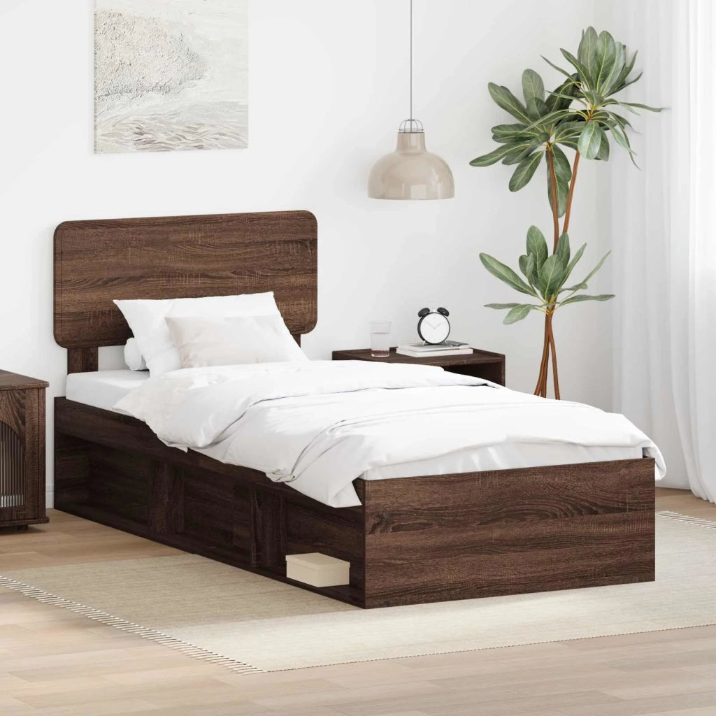 Struttura del letto Rovere Marrone 100 x 200 cm Pino massello 3412120