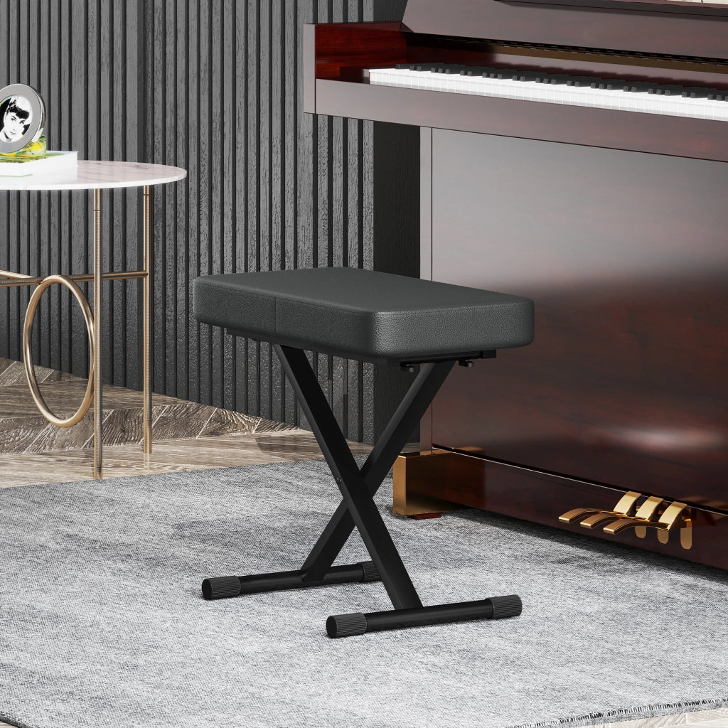 Sgabello Pieghevole Regolabile ¨C zephmum ¨C Pelle PU Nero 60x32x53-63 cm