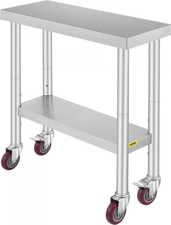 Tavolo da lavoro in acciaio inossidabile da cucina 76 x 30 x 86 cm Argento
