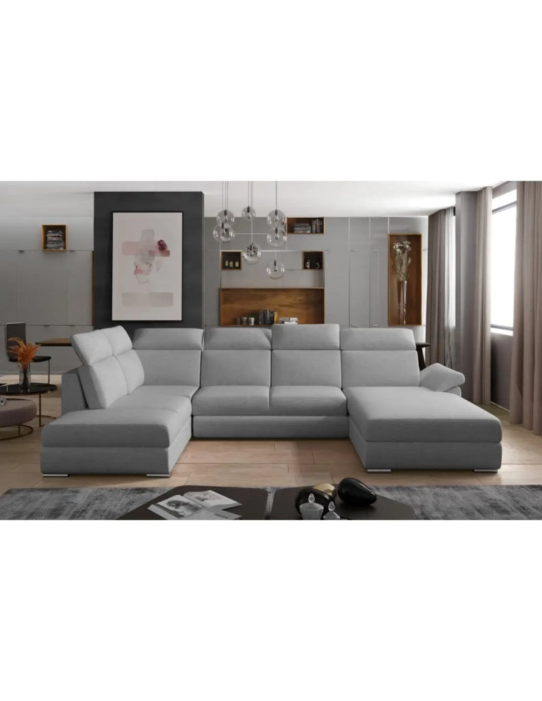 Divano panoramico convertibile MAJESTA 5 posti grigio melange – angolo destro