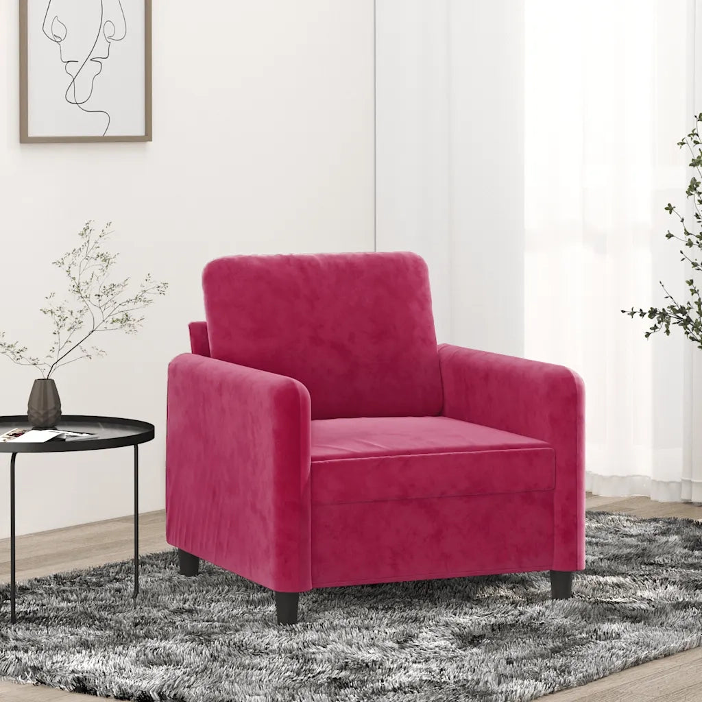 Poltrona Rosso Vino 60 cm Velluto 359426