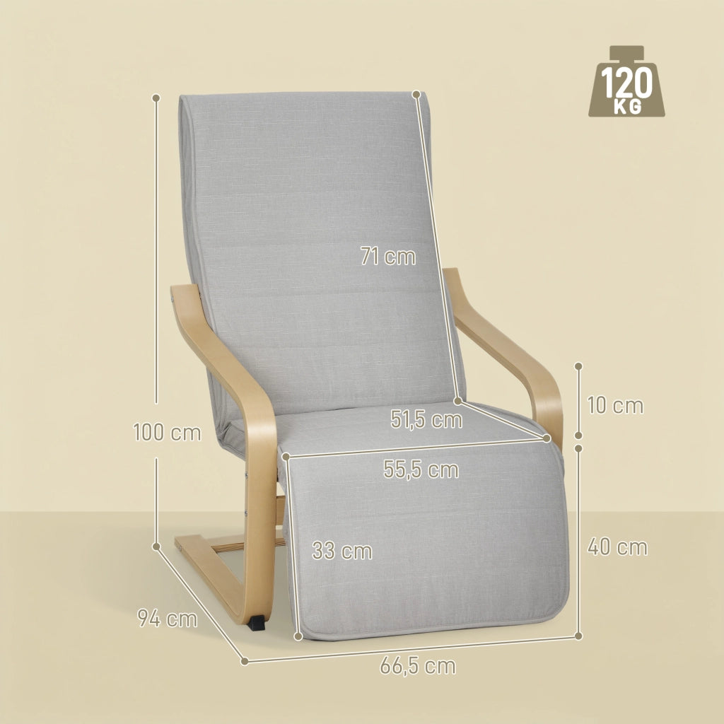 Poltrona relax con poggiapiedi regolabile ¨C Xylo ¨C tessuto grigio scuro 66,5x94x100cm