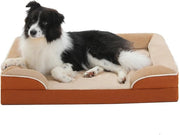 Letto per cani grande, lavabile, ortopedico con coperta in flanella rimovibile e chiusura a strappo, divano per cani grandi, letto per cani 2 strati impermeabile, colore khaki, 89 x 63 x 16 cm