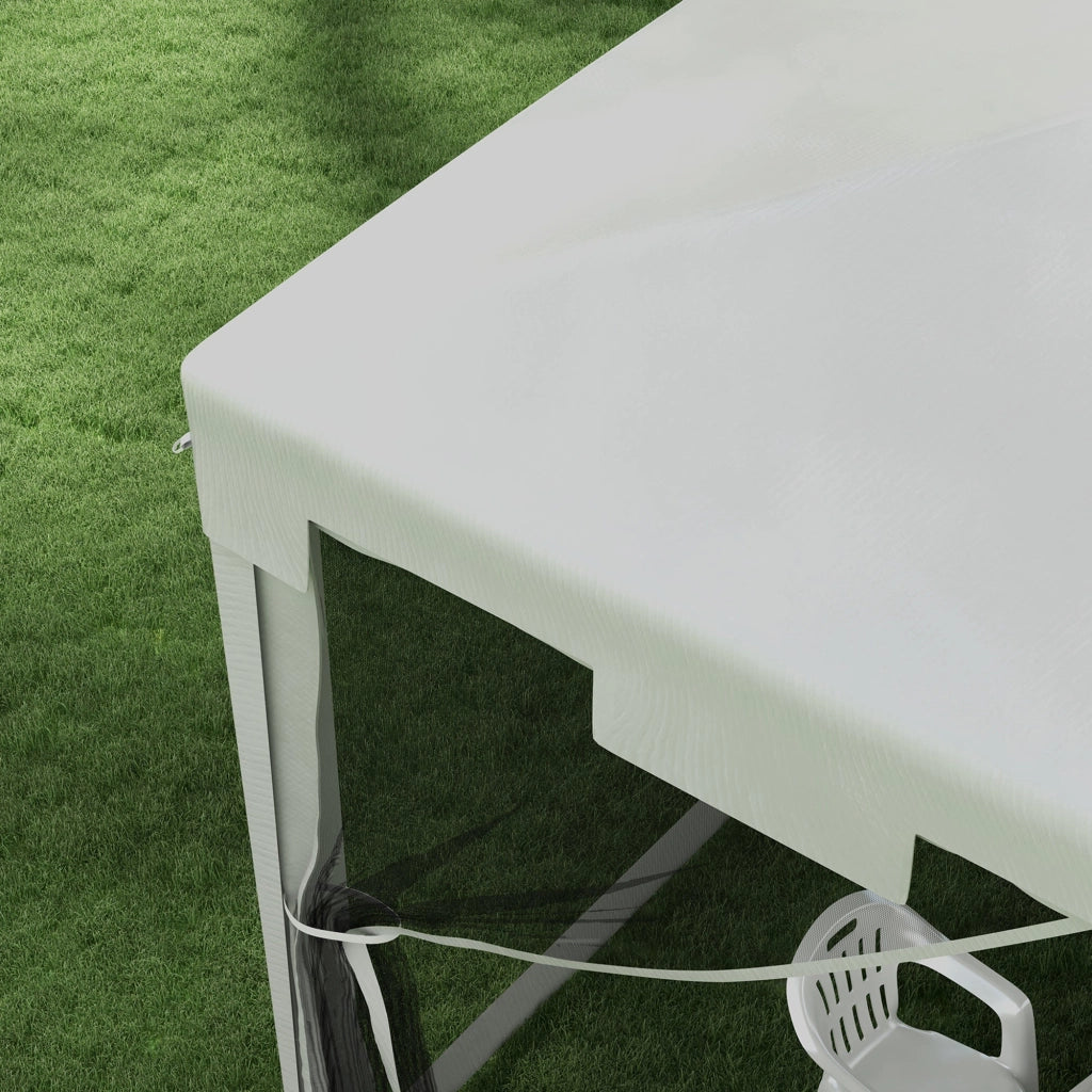 Gazebo da Giardino  Pieghevole con Zanzariera e 2 Ingressi 4x3m in Metallo e PE Bianco e Nero