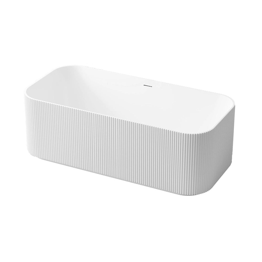 Vasca freestanding 170cm rettangolare con superficie cannettata in bianco lucido Venere