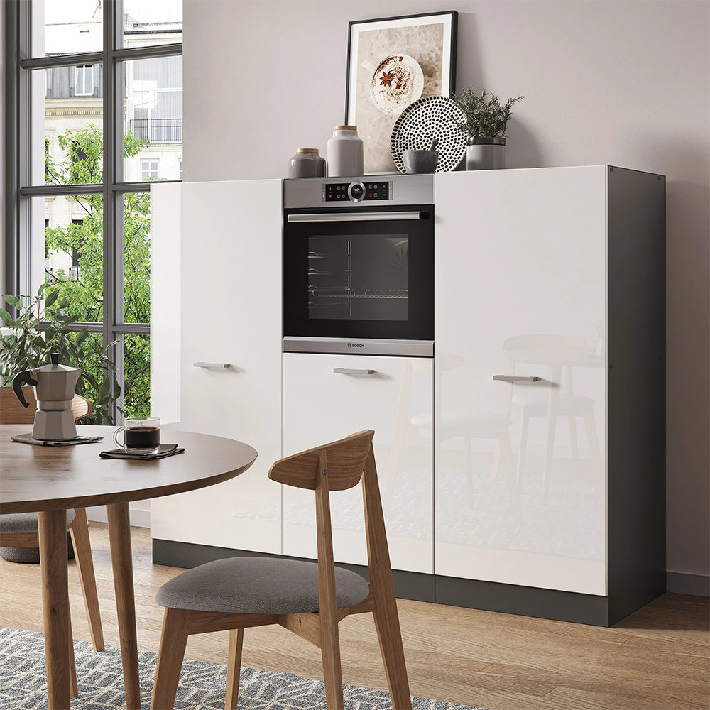 Vicco Cucine componibili piccole Bianco lucido/antracite 180 cm senza piano di lavoro