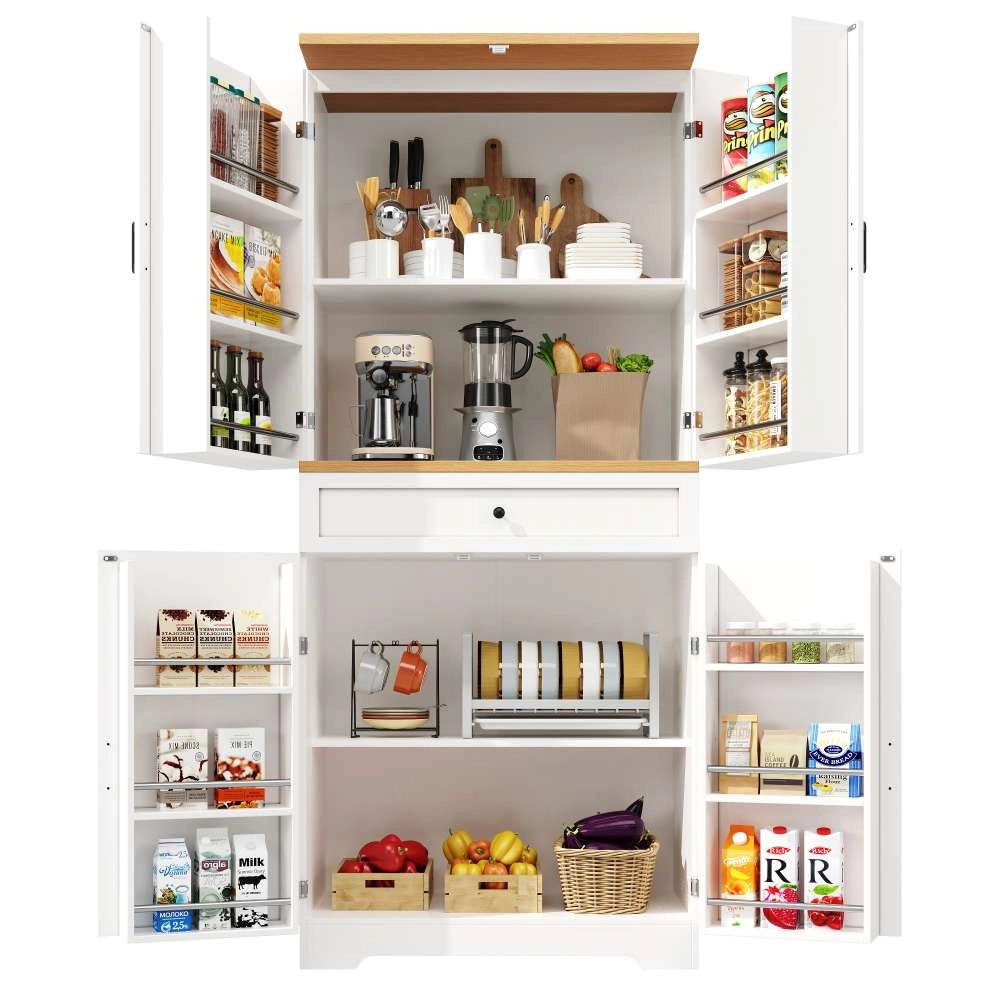 Armadio cucina 12 scomparti, 80x40x180 cm, MDF, anti-ribaltamento, per sala da pranzo