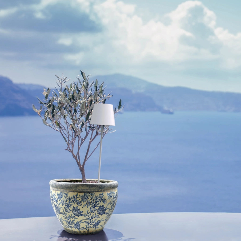 Zafferano Poldina Lampada da giardino con picchetto a batteria ricaricabile portatile colore Bianco - Illuminazione LED touch dimmerabile per esterni