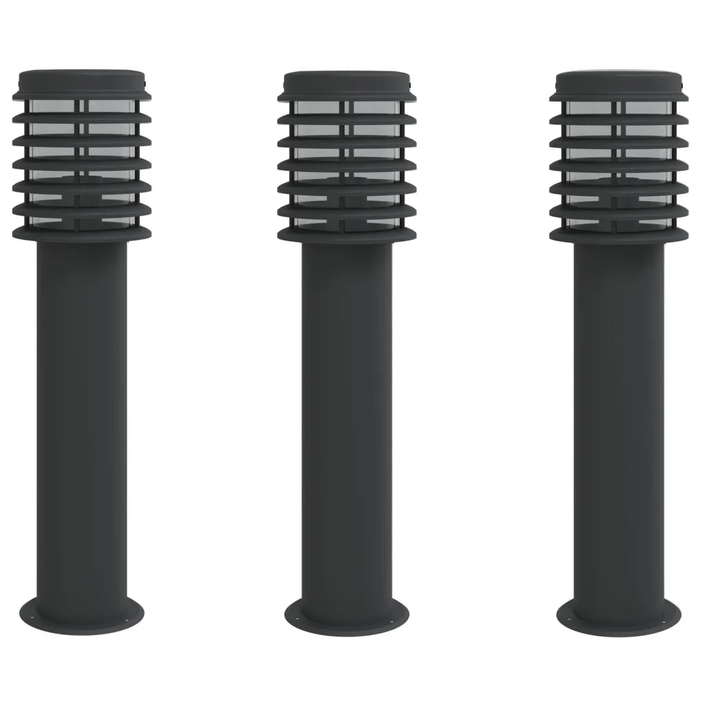 Lampade da Terra per Esterni 3 pz Nere 60 cm in Acciaio Inox 4006362