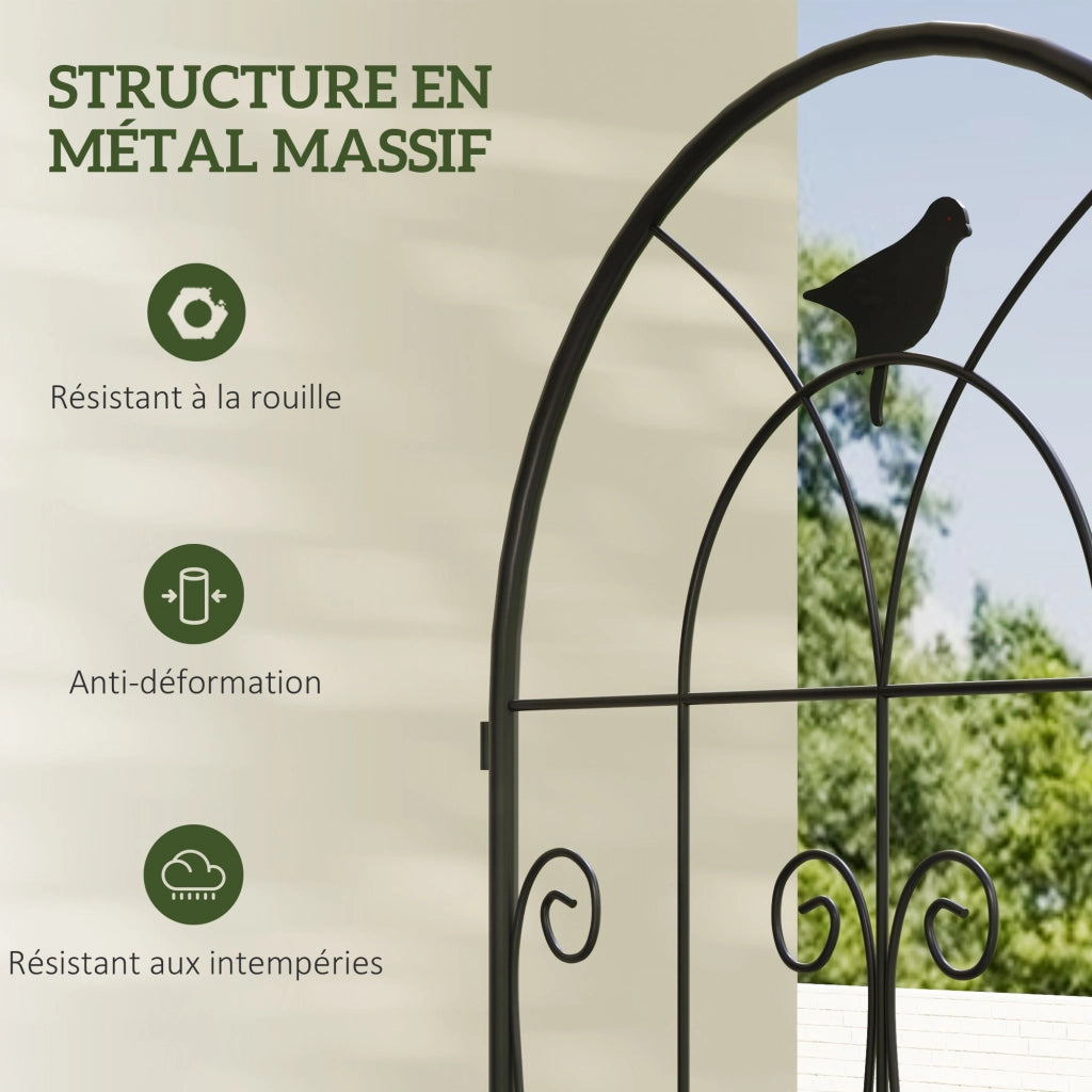 Supporto per piante rampicanti con uccelli ¨C zephmum ¨C 2 pezzi metallo 50x120 cm nero