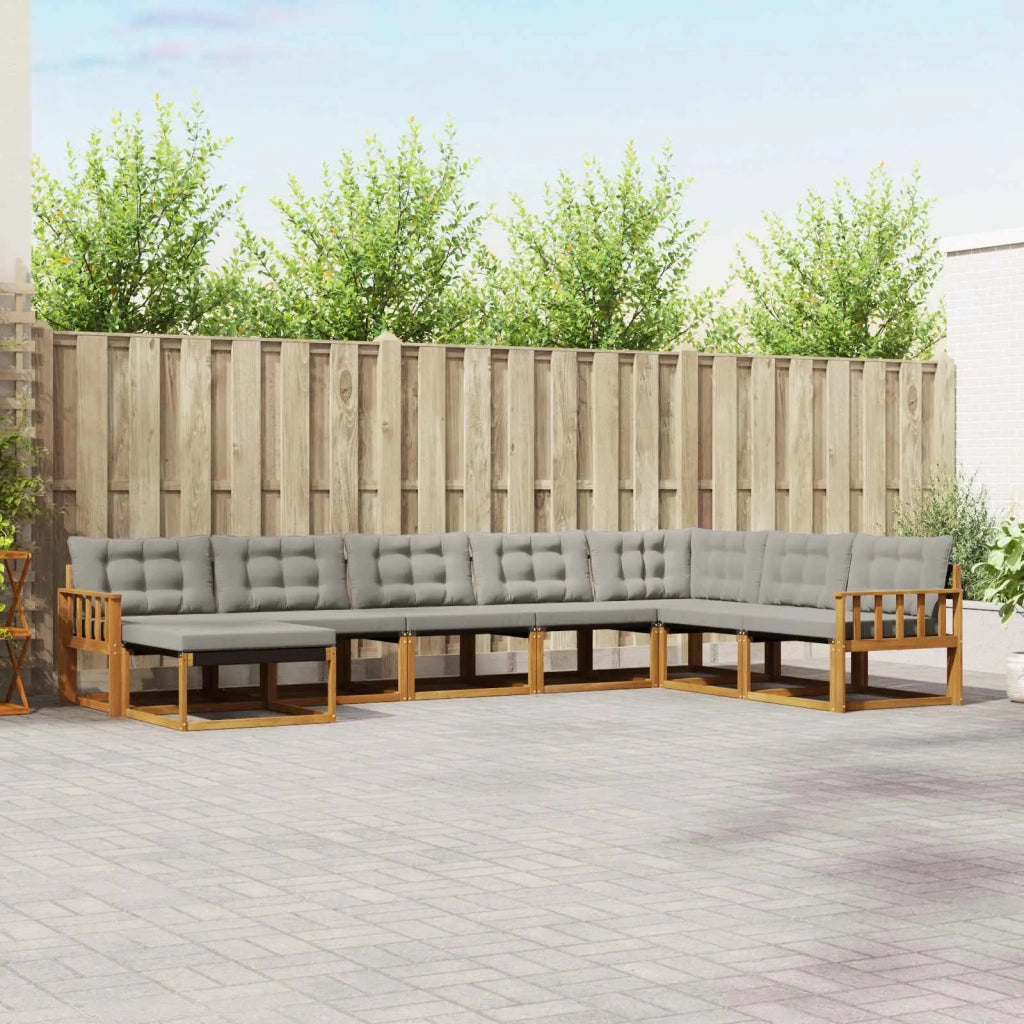 Set di divani da esterno 8 pcs Grigio Naturale e Chiaro