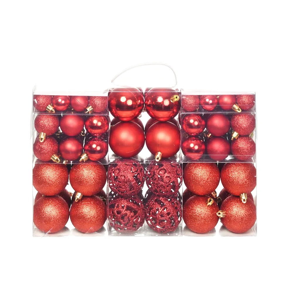 Set Palline di Natale 100 pz 3/4/6 cm Rosse 245710