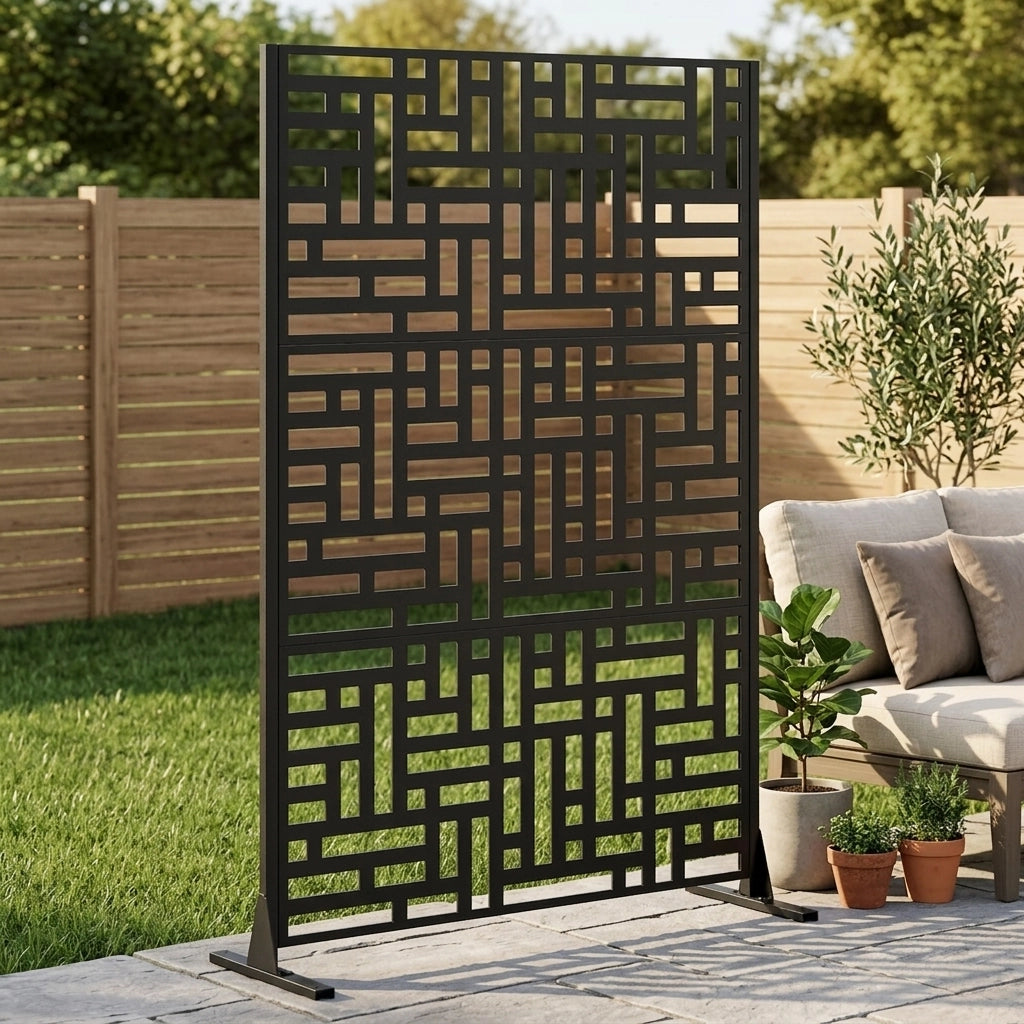 Pannello Privacy da Giardino in Metallo ¨C MINIMAL ¨C 183x116 cm, Balcone, Patio, Divisorio