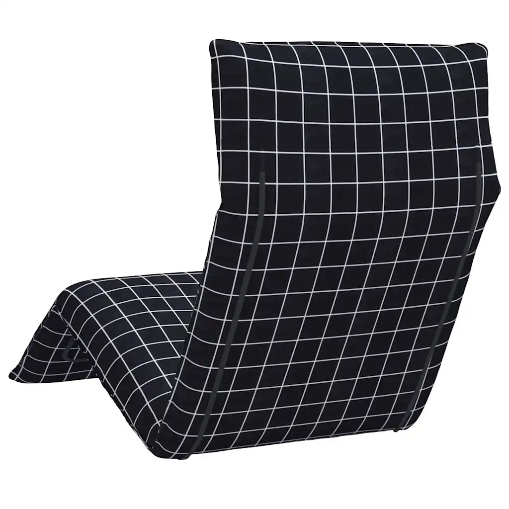 Lettino Pieghevole Quadri Neri 175x54x8,5 cm in Tessuto Oxford 4019762