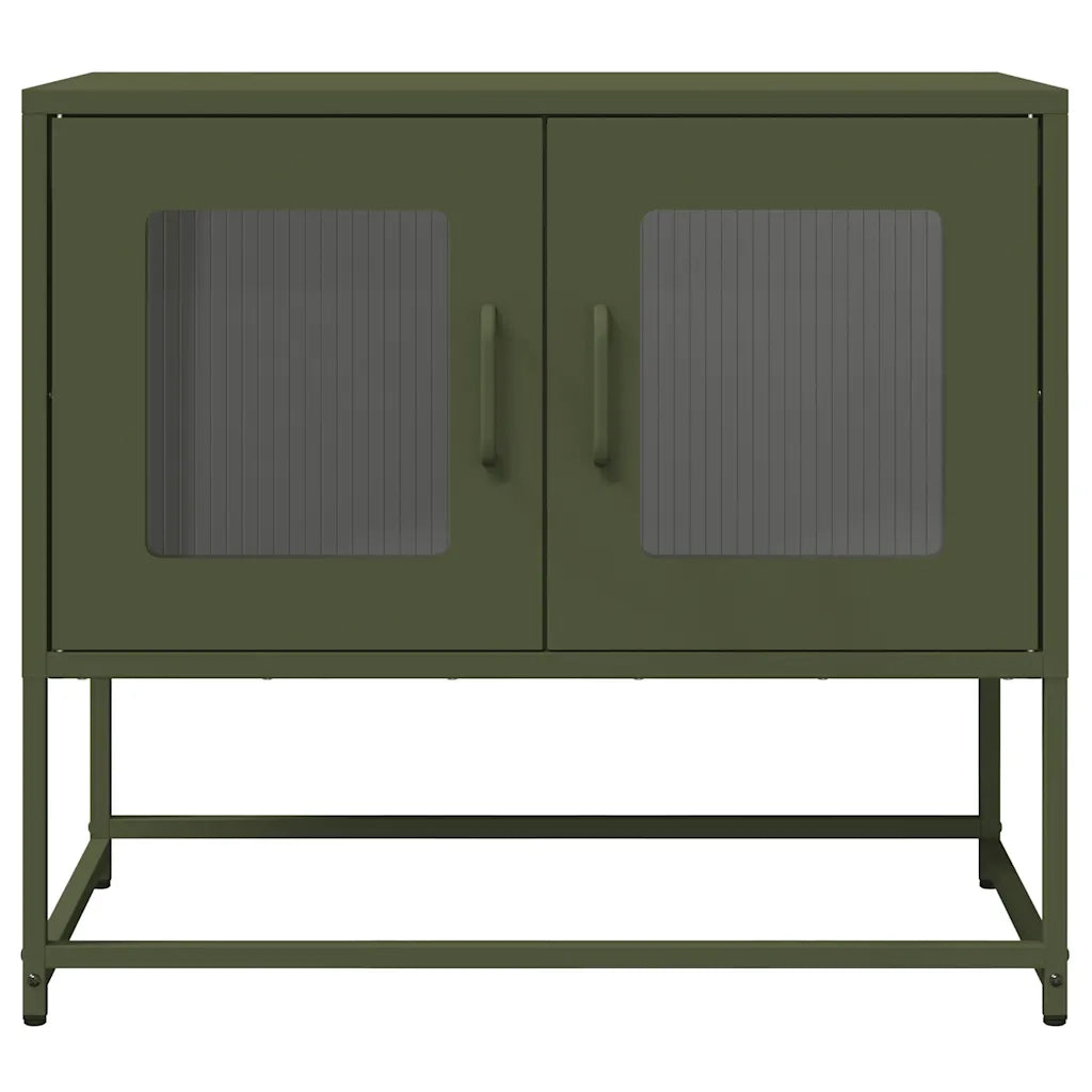 Mobile TV Verde Oliva 68x39x60,5cm in Acciaio Laminato a Freddo