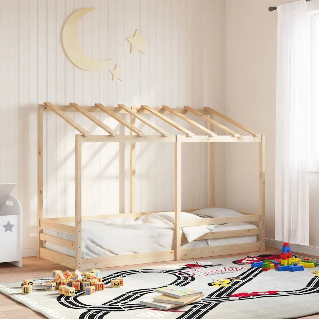Letto per Bambini | Letto Infantile | Lettino con Tetto 75x190 cm in Legno Massello di Pino