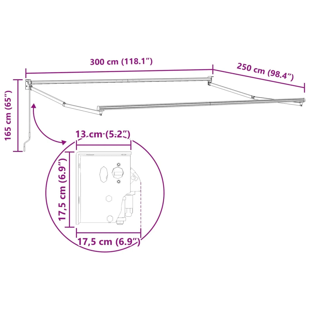 Tenda retrattile manuale Giallo 300 x 250 cm 3329969