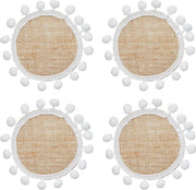 Sostegni di Juta Tessuta con Decorazioni a Pompom - Set da 4 - 15 Centimeter Medium