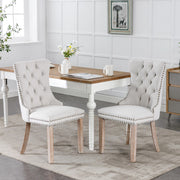 Sedie da Pranzo Imbottite in Lino con Gambe in Legno Massello ¨C MINIMAL ¨C Set 2 Pezzi, Beige