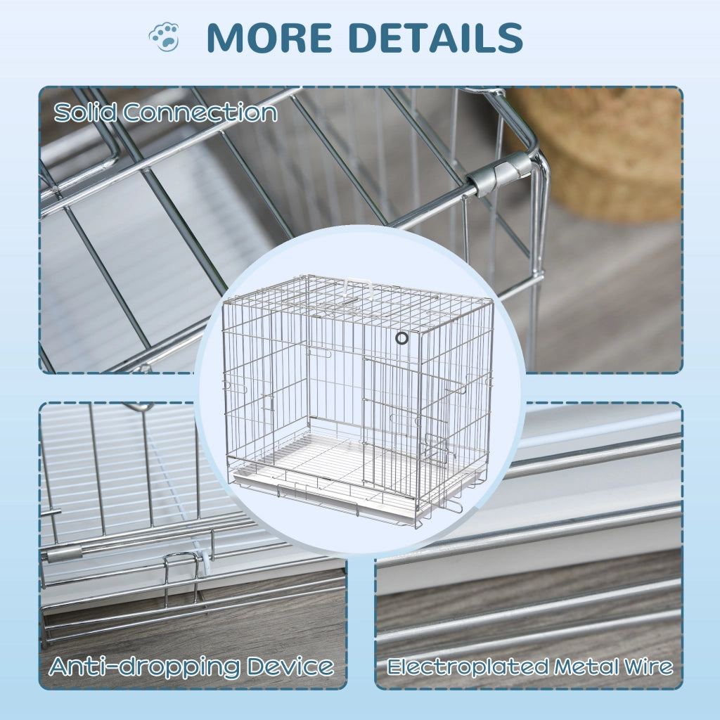 Gabbia per cani pieghevole in metallo con vassoio ¨C zephmum ¨C 61x43x50 cm bianco