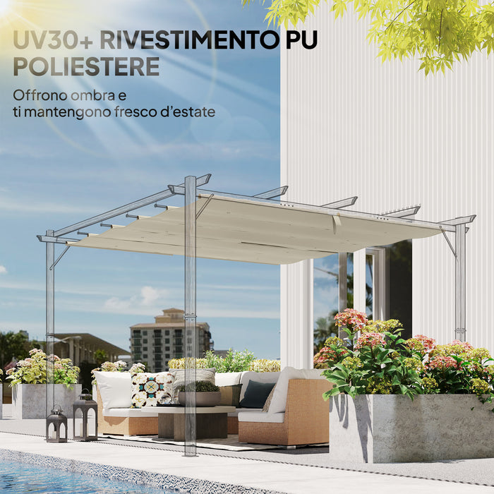 Telo per Pergola 288x298 cm con Fori di Drenaggio in Poliestere Traspirante UV30+ Beige