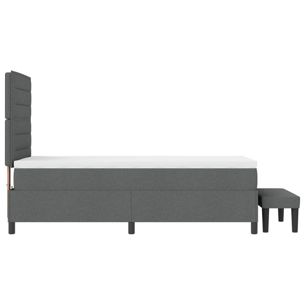 Letto con Box Spring con Materasso e Panca Grigio Scuro 80x200 cm Tessuto
