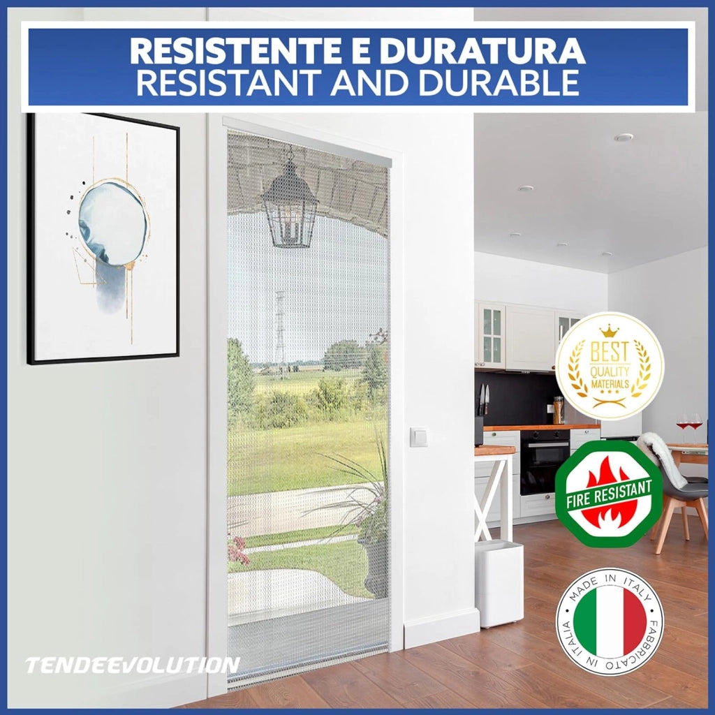 Tenda Catena Antimosche Alluminio Argento | Largh. 1m x Alt. 2,60m | Protezione Insetti, Porta, Esterno, Interno, Casa, Ufficio