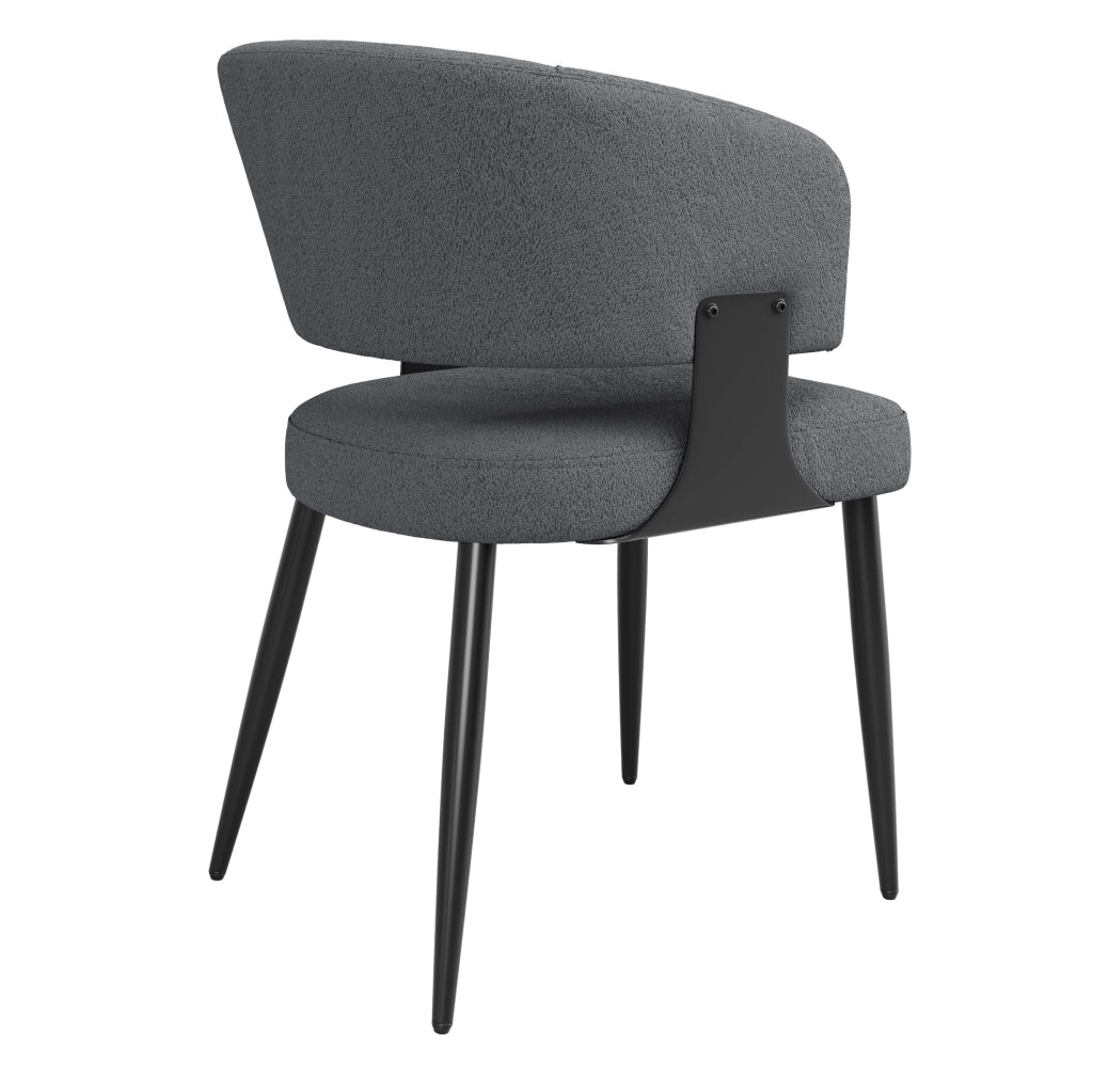 Sedia da pranzo 59x46.5x81.5 cm ergonomica in flanella e metallo grigio