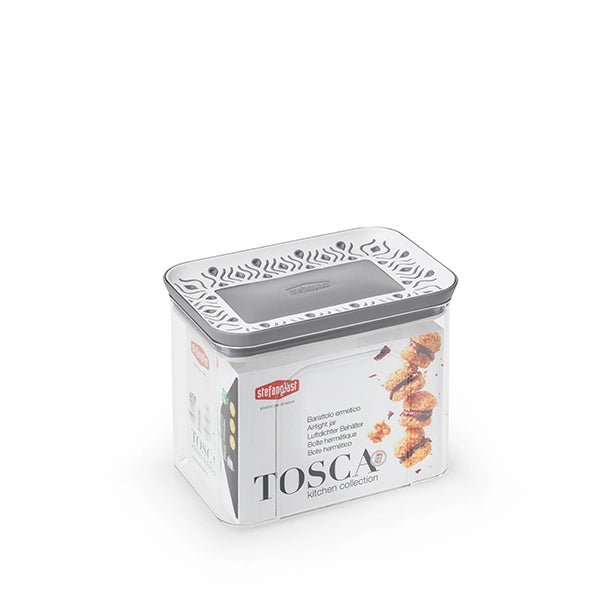 Barattolo Contenitore Rettangolare Ermetico Bianco Grigio 1200 cc