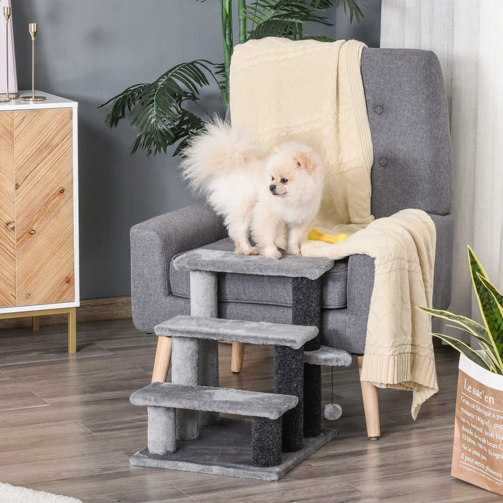 Scala per gatti a 3 livelli con palo graffiante ¨C Zephmum ¨C Grigio 45x40x48 cm