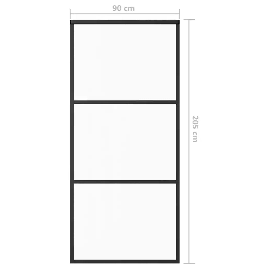 Porta Scorrevole in Vetro ESG e Alluminio 90x205 cm Nera 151009
