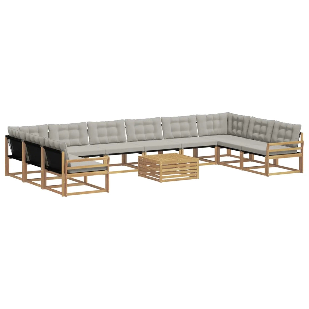 Set di divani da esterno 11 pz Bianco e Grigio Chiaro 3389141