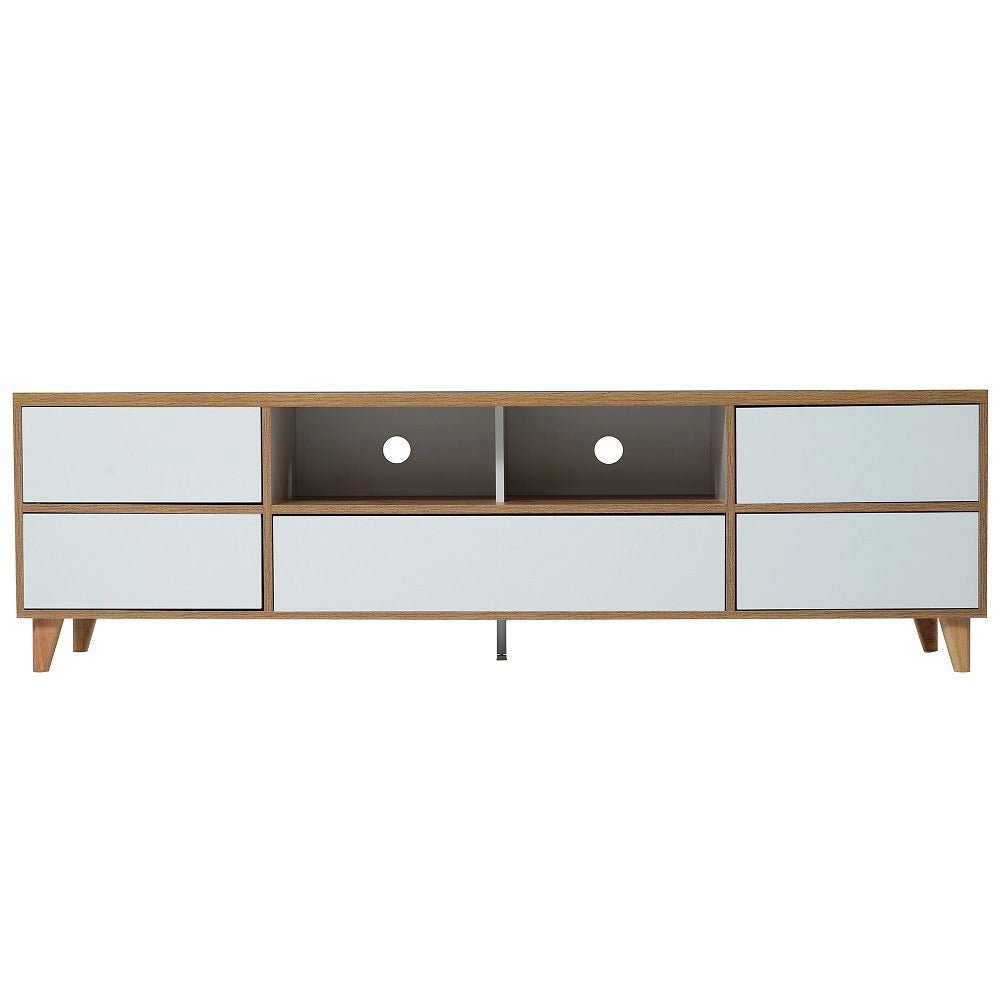 Armadio TV moderno - Xylo - 175 cm - Bianco - Venature legno
