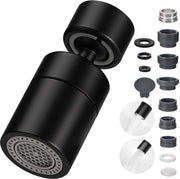 Regolatore di flusso 360 gradi - risparmio d'acqua - nero - con due tipi di getto - per cucina e bagno