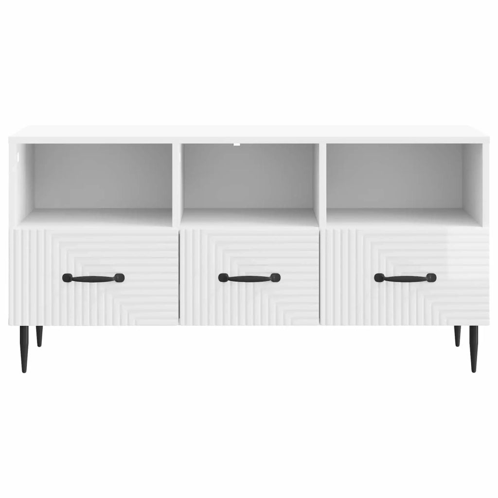 Mobile TV Bianco Lucido 102 x 34,5 x 50 cm Legno ingegnerizzato 894909