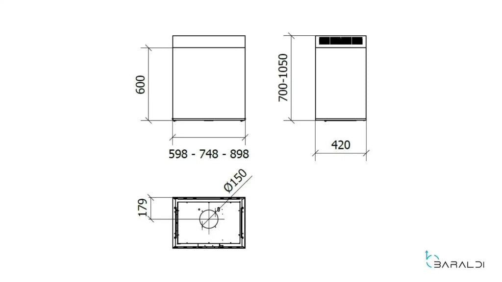 Cappa a parete GINZA PARETE cm 75 - Nera - 800 m3/h