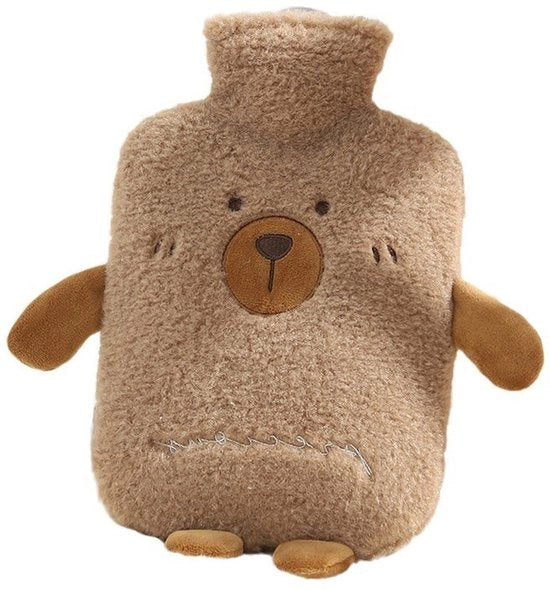 Bottiglia con copertura - 1L bottiglia - Bottiglia per acqua calda - Caldaia portatile - Bottiglia con copertura a forma di orso - Fino a 6 ore di calore - Regalo invernale - Bottiglia per donne, anziani e bambini - Marrone