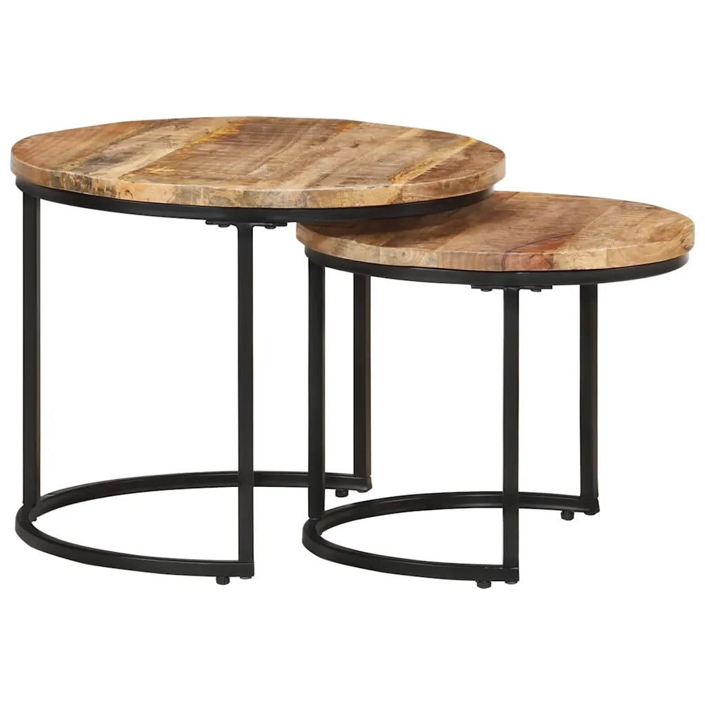 Tavolini Impilabili 2 pz in Legno di Mango Grezzo 337999