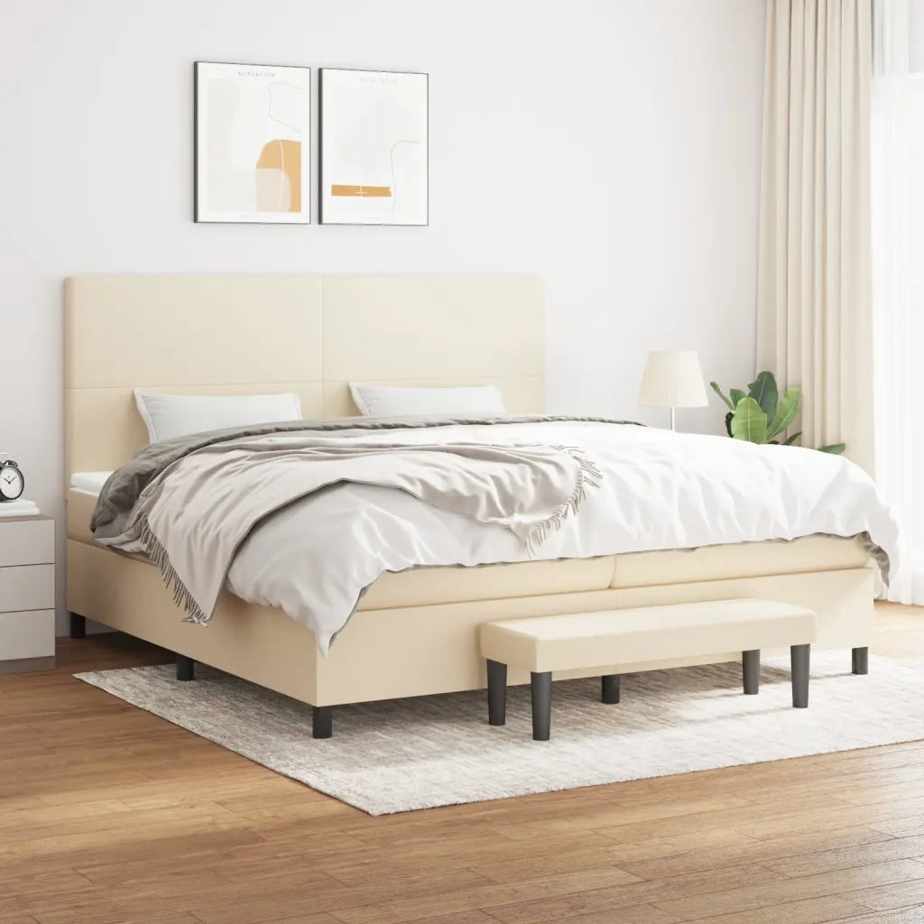 Giroletto a Molle con Materasso Crema 200x200 cm in Tessuto cod mxl 35206
