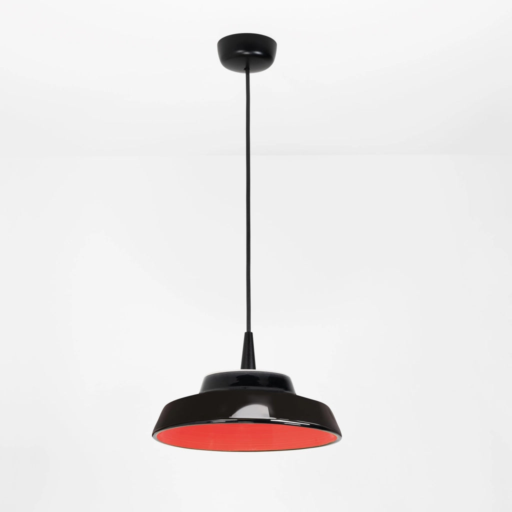 Lampada a sospensione Circus Black LED 8W 2700K 645lm in ceramica artigianale fatta a mano colore rosso diametro 24 cm design made in Italy elegante